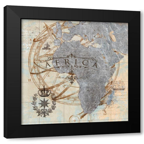 Africa Black Modern Wood Framed Art Print by Tava Studios