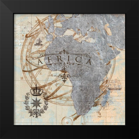Africa Black Modern Wood Framed Art Print by Tava Studios