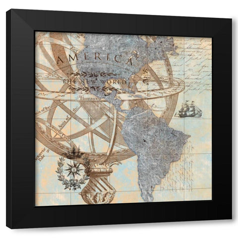 New World Black Modern Wood Framed Art Print by Tava Studios