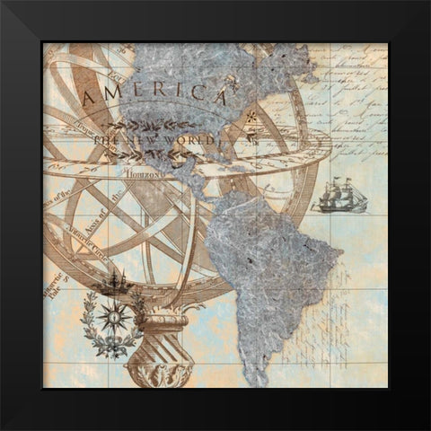 New World Black Modern Wood Framed Art Print by Tava Studios