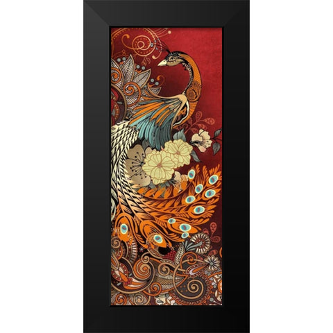 Peacock II Black Modern Wood Framed Art Print by Knutsen, Conrad