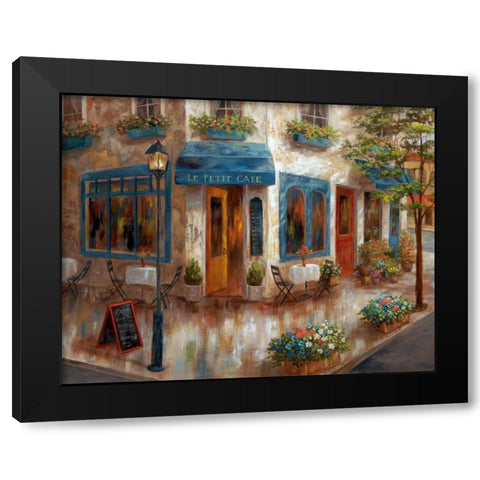 Le Petit Cafe Black Modern Wood Framed Art Print by Nan