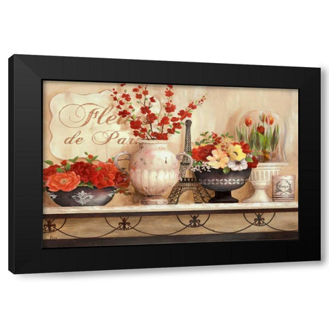 Fleurs de Paris Black Modern Wood Framed Art Print with Double Matting by Nan