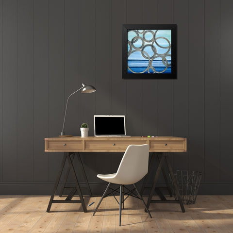 Circular View Black Modern Wood Framed Art Print by Tava Studios