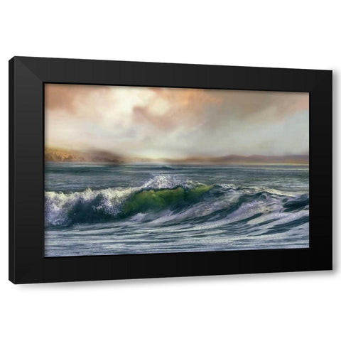 Wave Black Modern Wood Framed Art Print with Double Matting by Calascibetta, Mike