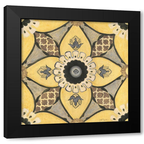 Moroccan Tile Black Modern Wood Framed Art Print with Double Matting by Tava Studios