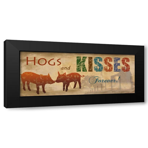 Hogs and Kisses Black Modern Wood Framed Art Print with Double Matting by Nan