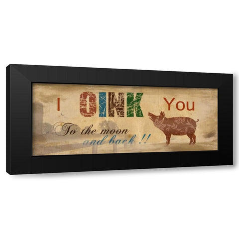 Oink Black Modern Wood Framed Art Print with Double Matting by Nan