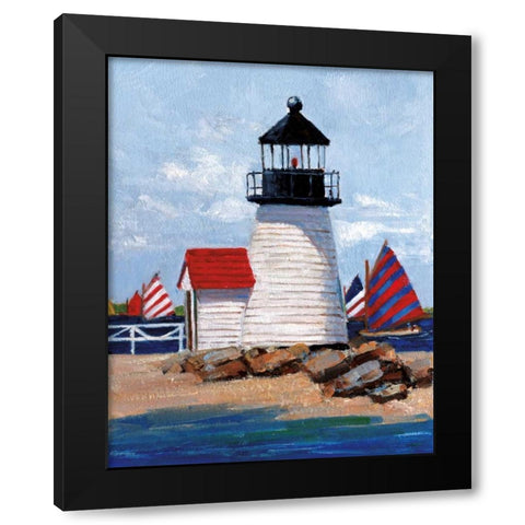 Edgartown Lighthouse Black Modern Wood Framed Art Print with Double Matting by Swatland, Sally