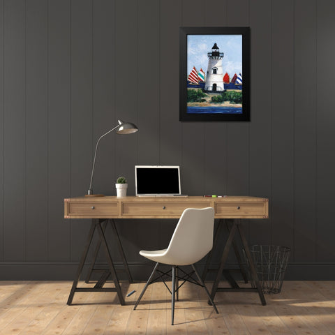 Brandt Point Lighthouse Black Modern Wood Framed Art Print by Swatland, Sally