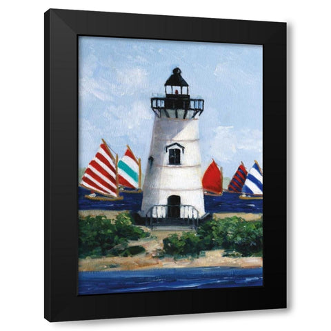 Brandt Point Lighthouse Black Modern Wood Framed Art Print with Double Matting by Swatland, Sally