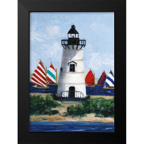 Brandt Point Lighthouse Black Modern Wood Framed Art Print by Swatland, Sally