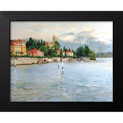 Lake Como Black Modern Wood Framed Art Print by Swatland, Sally