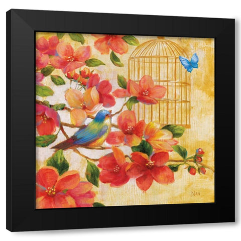 Spring Fling I Black Modern Wood Framed Art Print with Double Matting by Nan