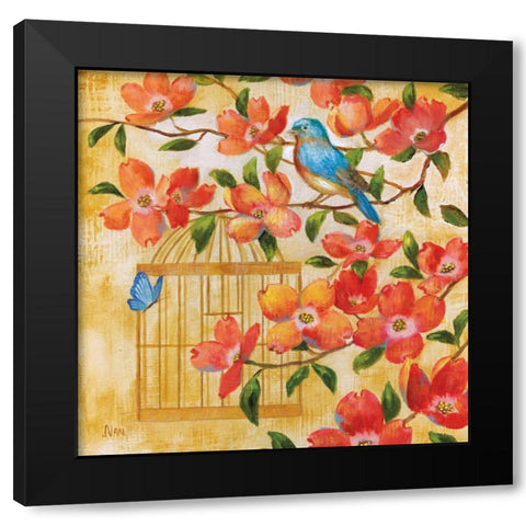 Spring Fling II Black Modern Wood Framed Art Print with Double Matting by Nan