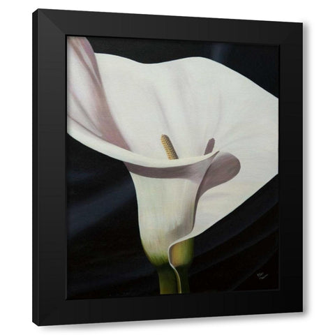 Black Tie Lily Black Modern Wood Framed Art Print by Macoce, Ellen
