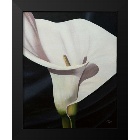 Black Tie Lily Black Modern Wood Framed Art Print by Macoce, Ellen