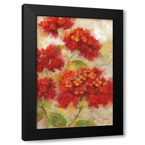 Red Floral I Black Modern Wood Framed Art Print by Nan