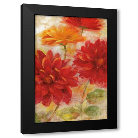 Red Floral II Black Modern Wood Framed Art Print with Double Matting by Nan