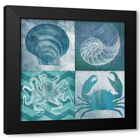 Nautical Quad I Black Modern Wood Framed Art Print by Knutsen, Conrad