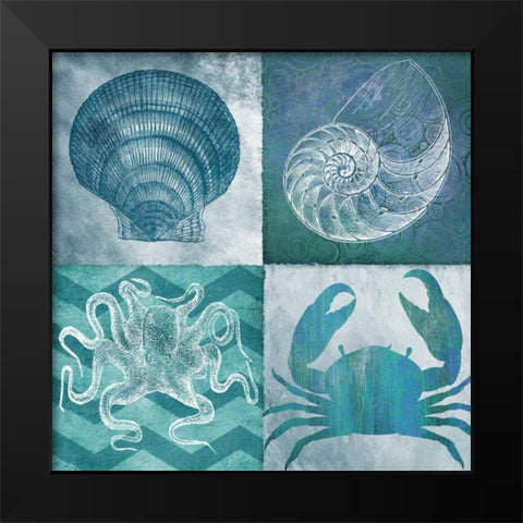 Nautical Quad I Black Modern Wood Framed Art Print by Knutsen, Conrad