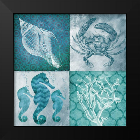 Nautical Quad II Black Modern Wood Framed Art Print by Knutsen, Conrad