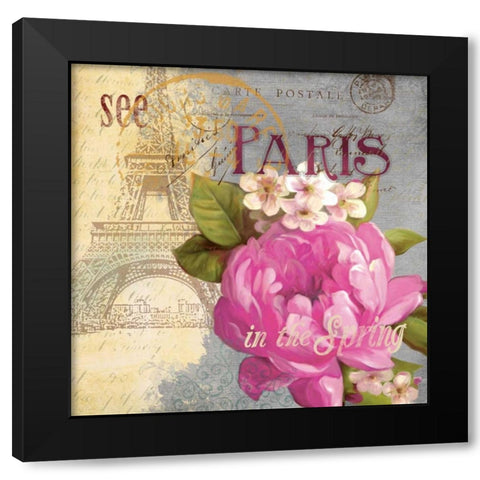 Paris in the Spring I Black Modern Wood Framed Art Print with Double Matting by Robinson, Carol