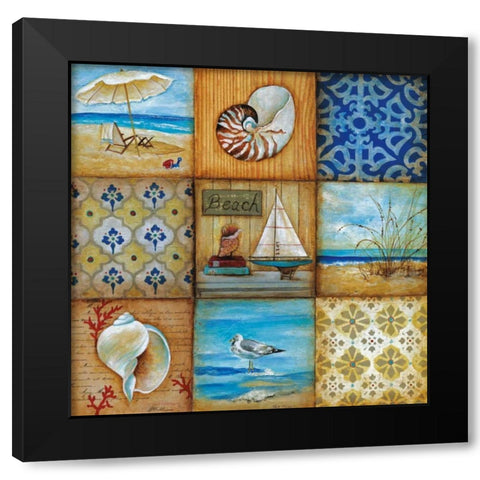 Beach Scenes Black Modern Wood Framed Art Print by Tava Studios