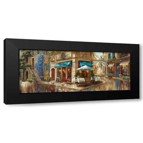 La Cafe de Rue Black Modern Wood Framed Art Print by Nan