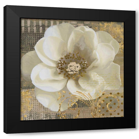 White Poppy Shimmer I Black Modern Wood Framed Art Print by Nan