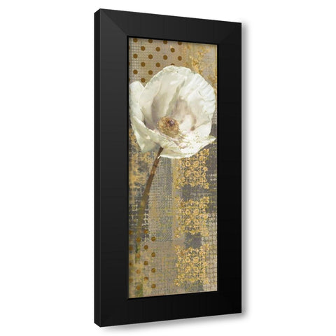 White Poppy Shimmer I-Resized Black Modern Wood Framed Art Print by Nan