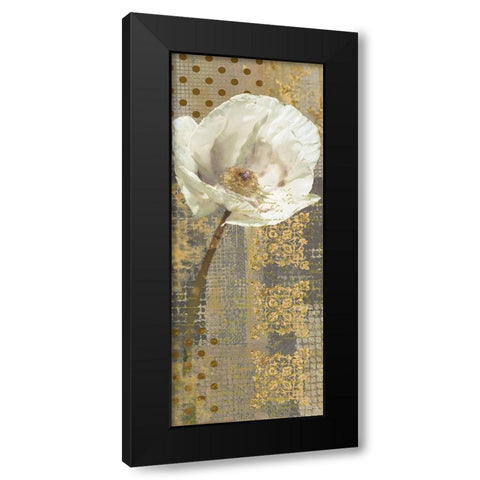 White Poppy Shimmer I Black Modern Wood Framed Art Print by Nan