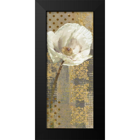 White Poppy Shimmer I Black Modern Wood Framed Art Print by Nan