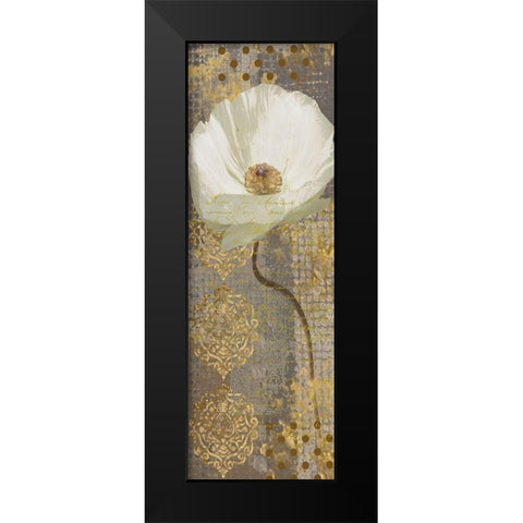 White Poppy Shimmer II-Resized Black Modern Wood Framed Art Print by Nan
