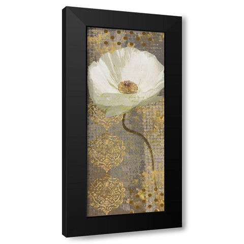 White Poppy Shimmer II Black Modern Wood Framed Art Print by Nan