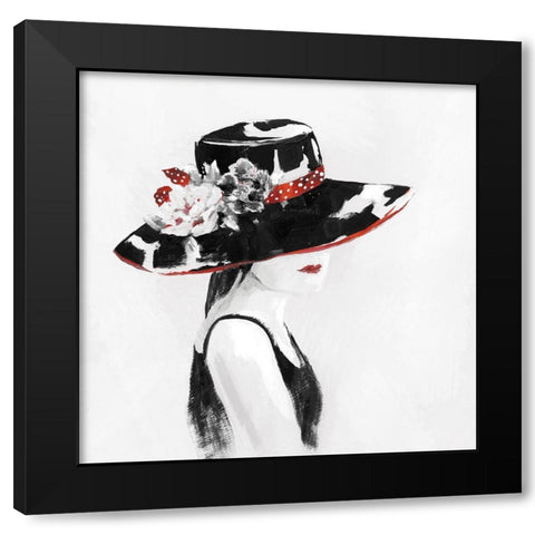 Red on Black I Black Modern Wood Framed Art Print with Double Matting by Nan
