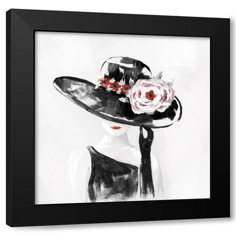 Red on Black II Black Modern Wood Framed Art Print with Double Matting by Nan