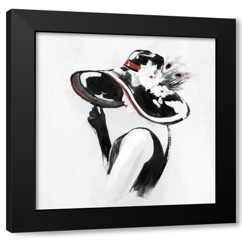 Red on Black III Black Modern Wood Framed Art Print with Double Matting by Nan