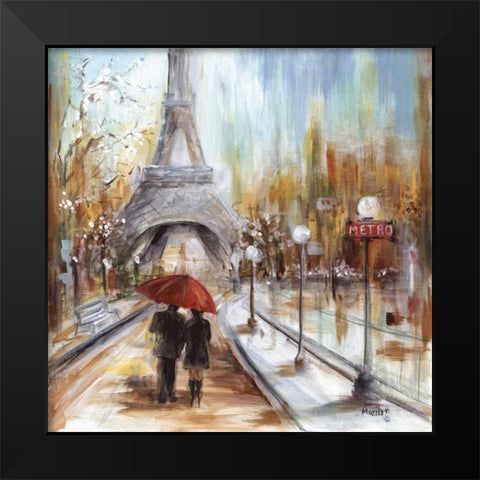 Romantic Paris Black Modern Wood Framed Art Print by Dunlap, Marilyn