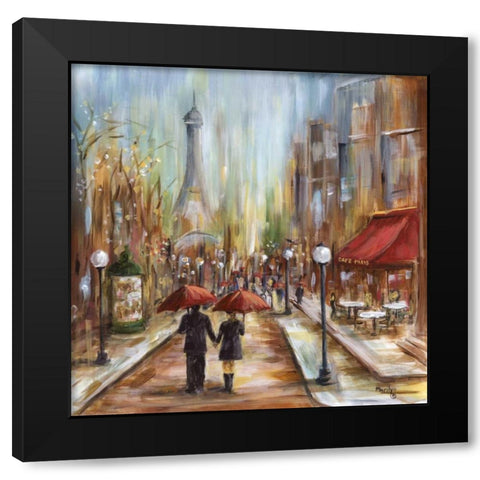 Afternoon Cafe Black Modern Wood Framed Art Print with Double Matting by Dunlap, Marilyn