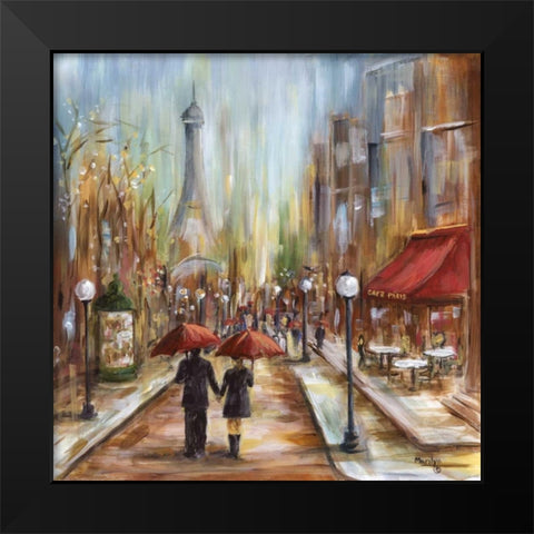 Afternoon Cafe Black Modern Wood Framed Art Print by Dunlap, Marilyn