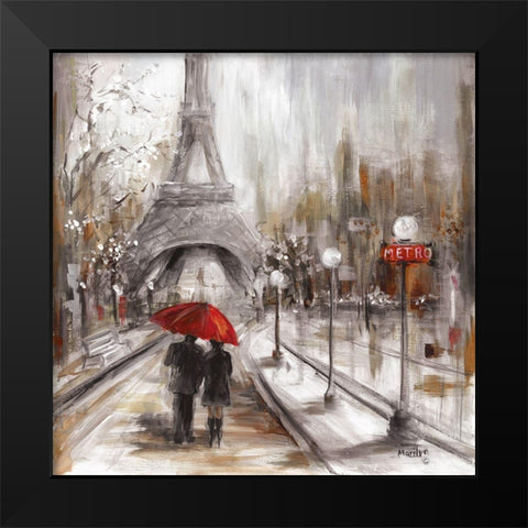 Rainy Paris Black Modern Wood Framed Art Print by Dunlap, Marilyn