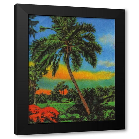 Tropical Sunset Black Modern Wood Framed Art Print with Double Matting by Pattinian, Merri