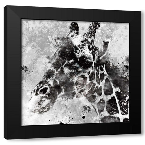 Giraffe Black Modern Wood Framed Art Print with Double Matting by Robinson, Carol