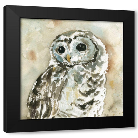 Woodland Owl Black Modern Wood Framed Art Print by Robinson, Carol