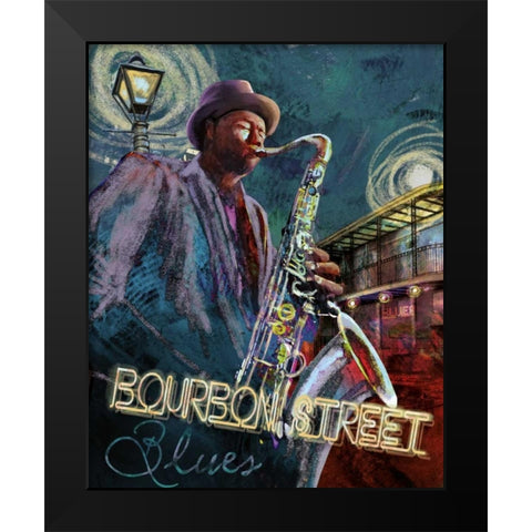 Bourbon St. Blues Black Modern Wood Framed Art Print by Knutsen, Conrad