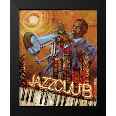 Jazz Club Black Modern Wood Framed Art Print by Knutsen, Conrad