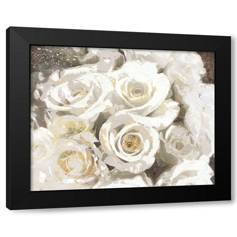 Gilded Roses II Black Modern Wood Framed Art Print with Double Matting by Nan