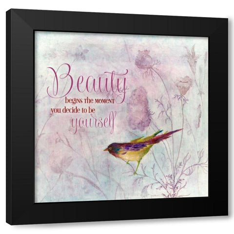 Lavender Finch II Black Modern Wood Framed Art Print by Tava Studios