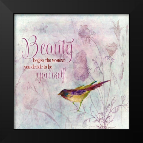 Lavender Finch II Black Modern Wood Framed Art Print by Tava Studios
